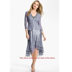 Komarov Split Hem Charmeuse Dress & Jacket - Size Medium